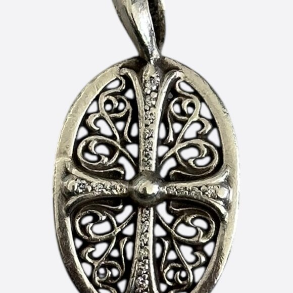 Chrome Hearts Silver & Diamond Oval Cross Pendant - Picture 1 of 2